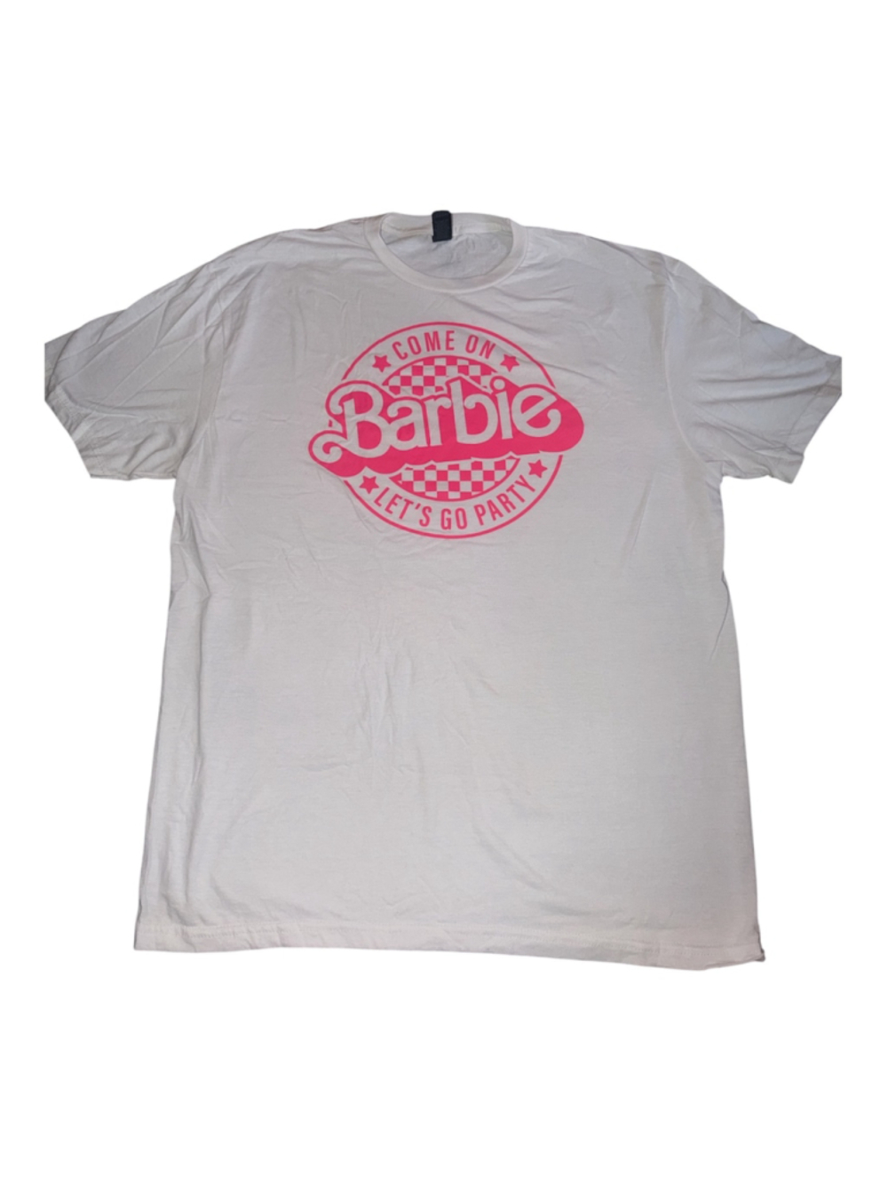 Barbie "Come On Barbie Let's Go Party" Graphic T-Shirt - White / Pink Size Large